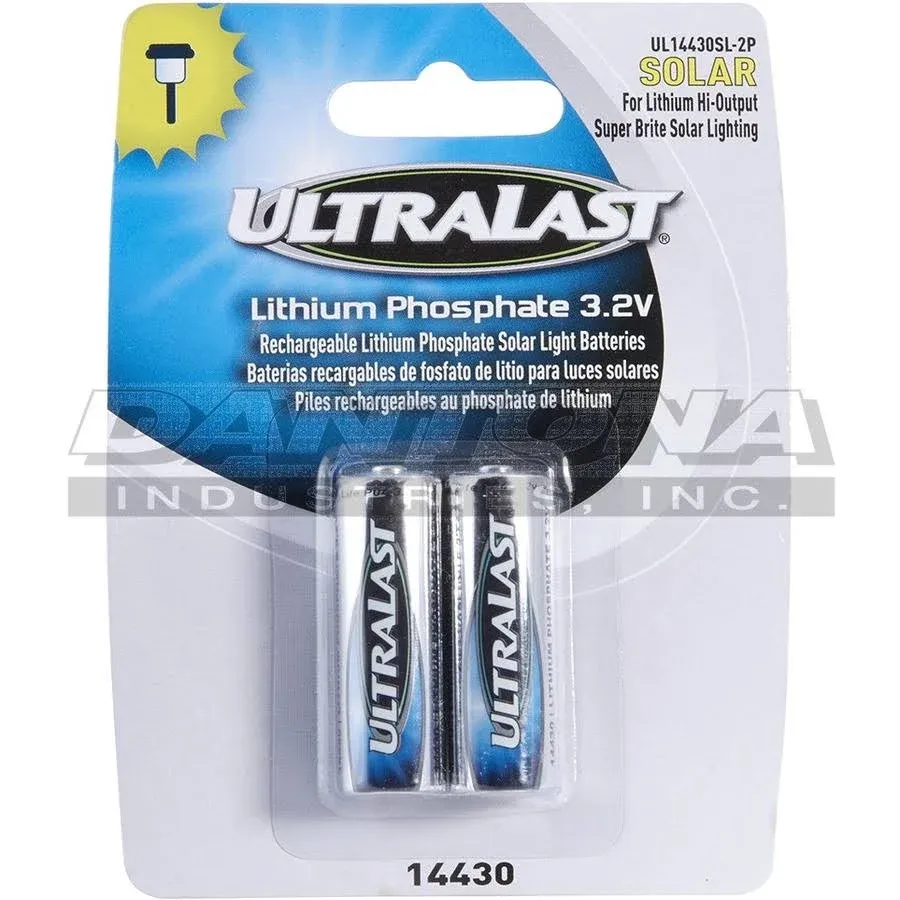 Lithium Phosphate Rechargeable Batteries for 3.2 Volt Outdoor Solar Lighting - 400mAh