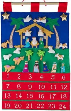 Vermont Christmas 189908 Nativity Fabric Advent Calendar - 16 x 20 in.