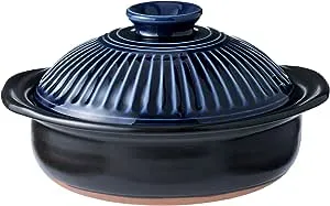 Pottery Chrysanthemum Flower Earthenware Banko Ware (No. 6 / Lapis/Single Person/Single Pot) "Next Generation Earthenpot to Decorate Your Table" Stylish, Direct Fire