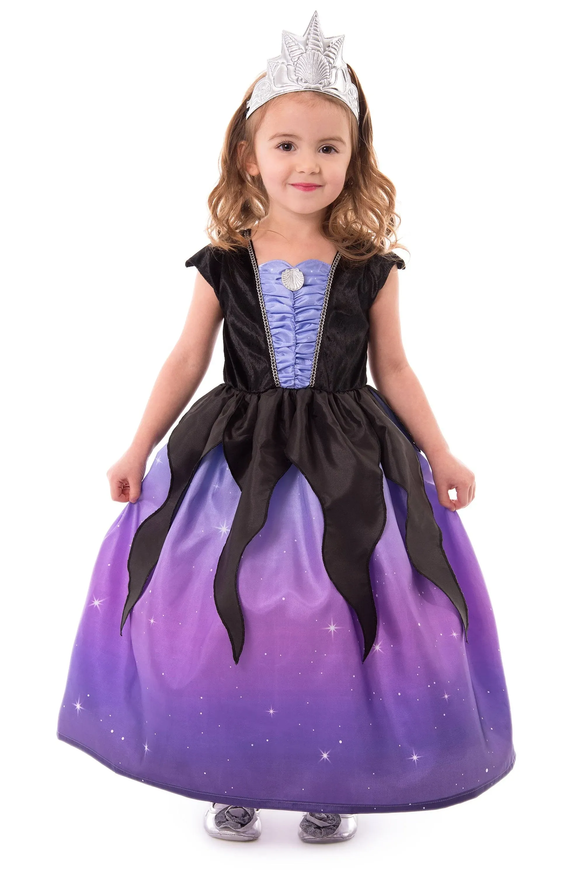 Little Adventures Children's Sea Witch Girls with Soft Crown Dress Up Costume