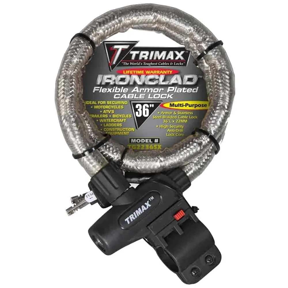 Trimax TG2236SX Ironclad Flexible Armor Plated Cable Lock - 36"x22mm