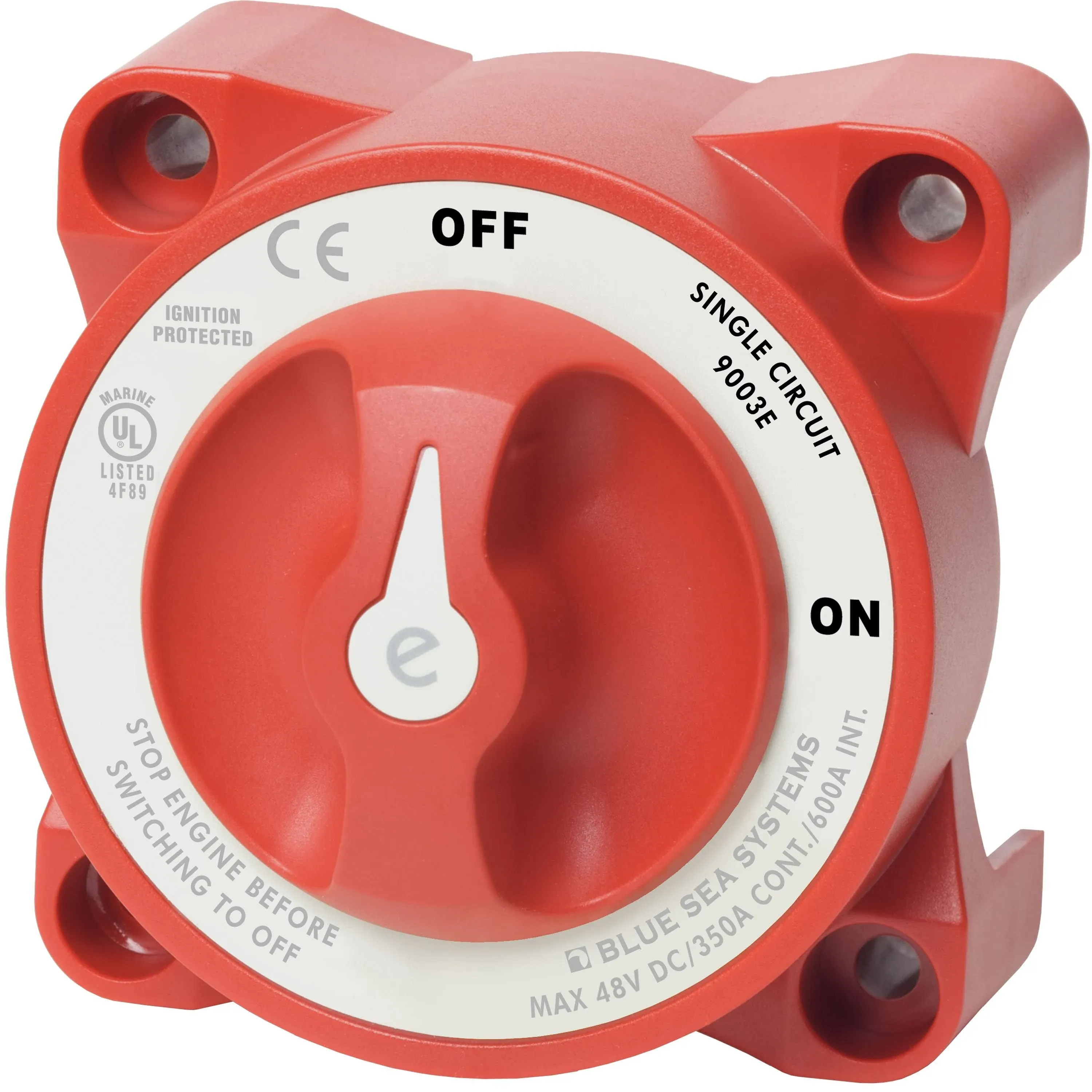 Blue Sea 9003E Systems 350 Amp E-Series Battery Switch Marine On/Off AFD Red