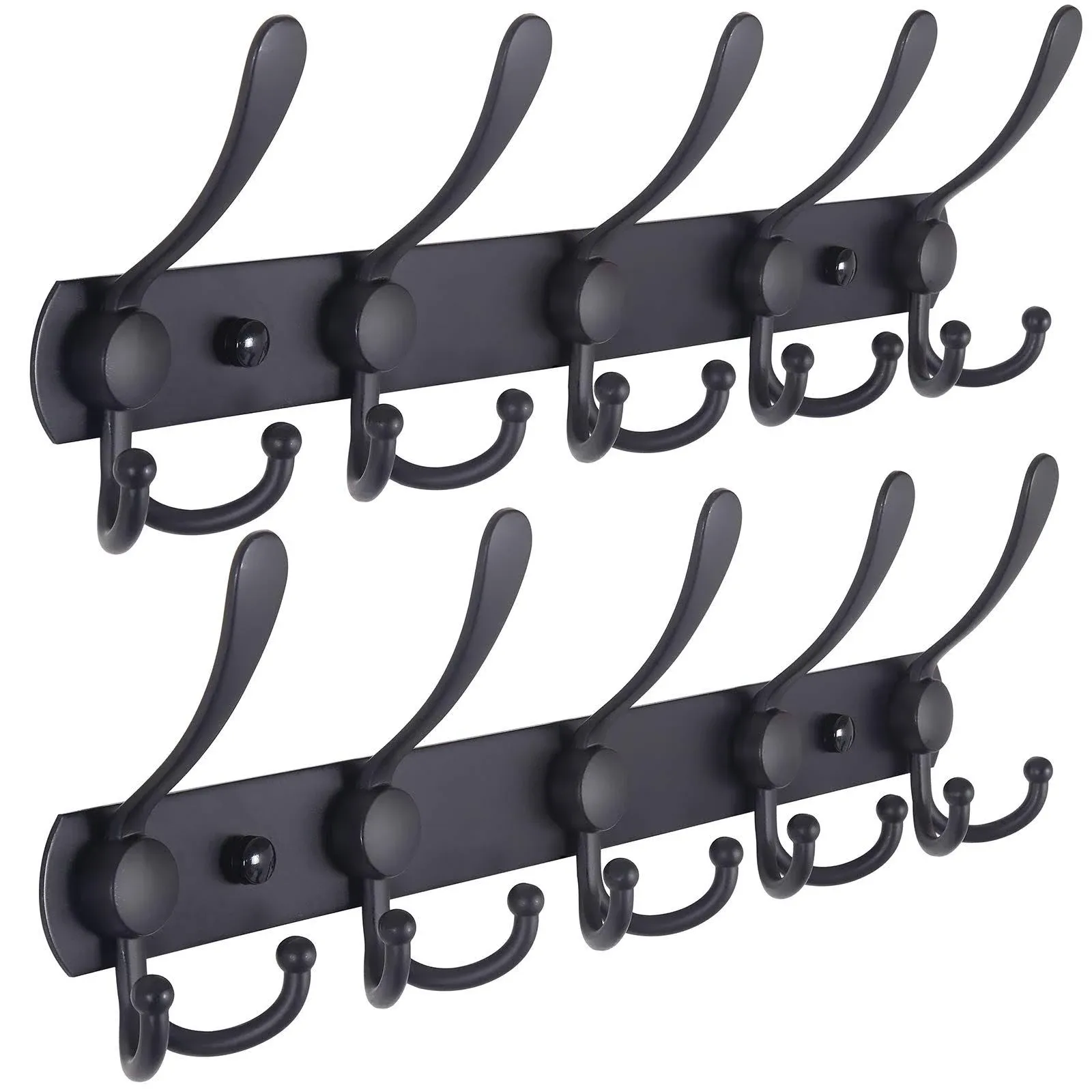 Coat Rack Wall Mounted - 5 Tri Hooks, Heavy Duty, Stainless Steel, Metal Coat Ho