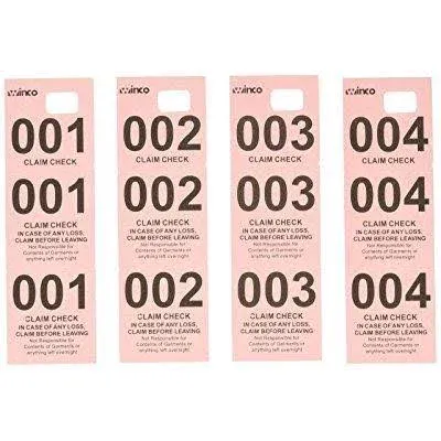 Winco CCK-5PK Pink Coat Check Tags