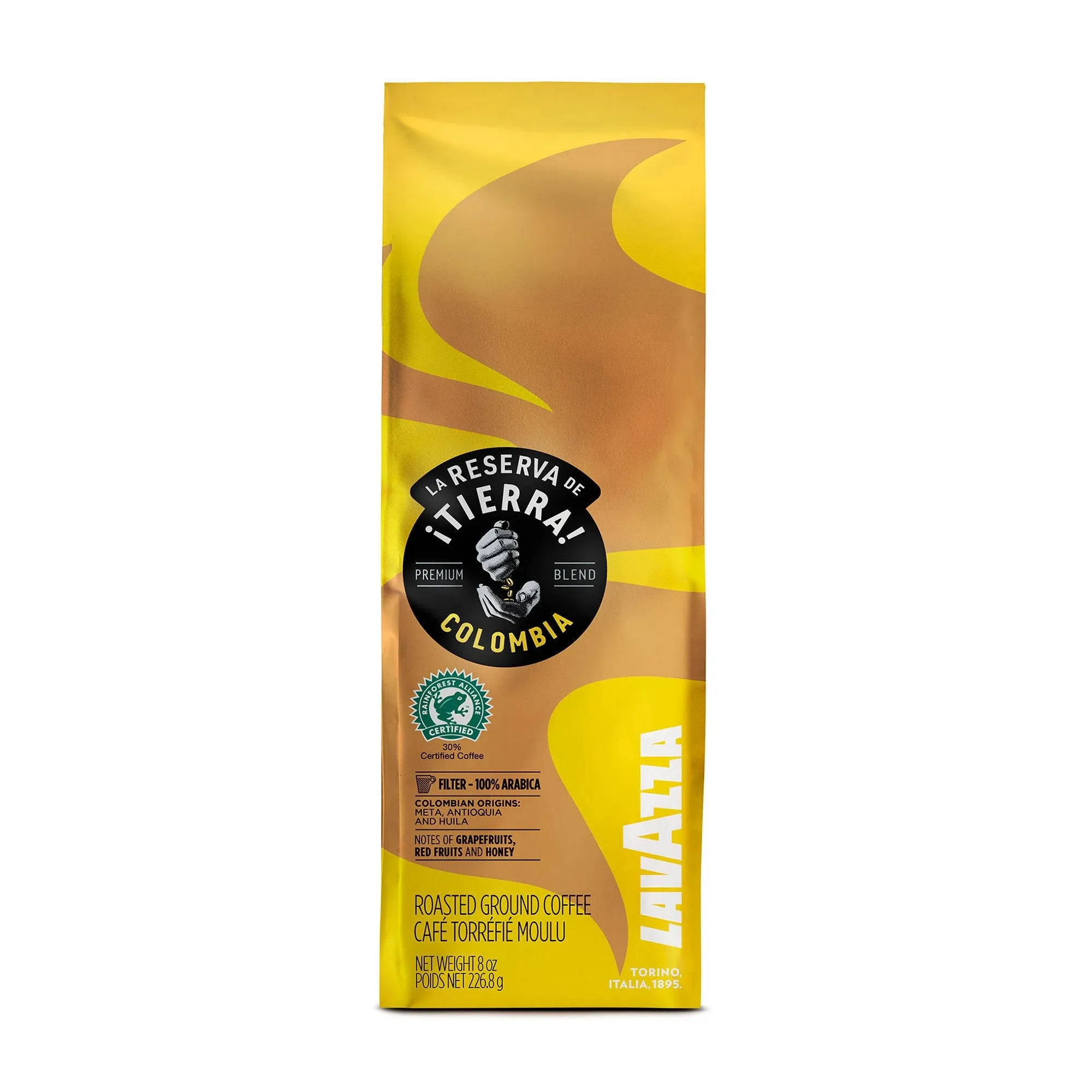 Lavazza ¡TIERRA! Colombia 100% Arabica-filter Authentic Italian, Blended And Roated in Italy, Fruity aroma with a balanced body-filter resulting in notes of grapefruit, red fruits, bergamot & Honey