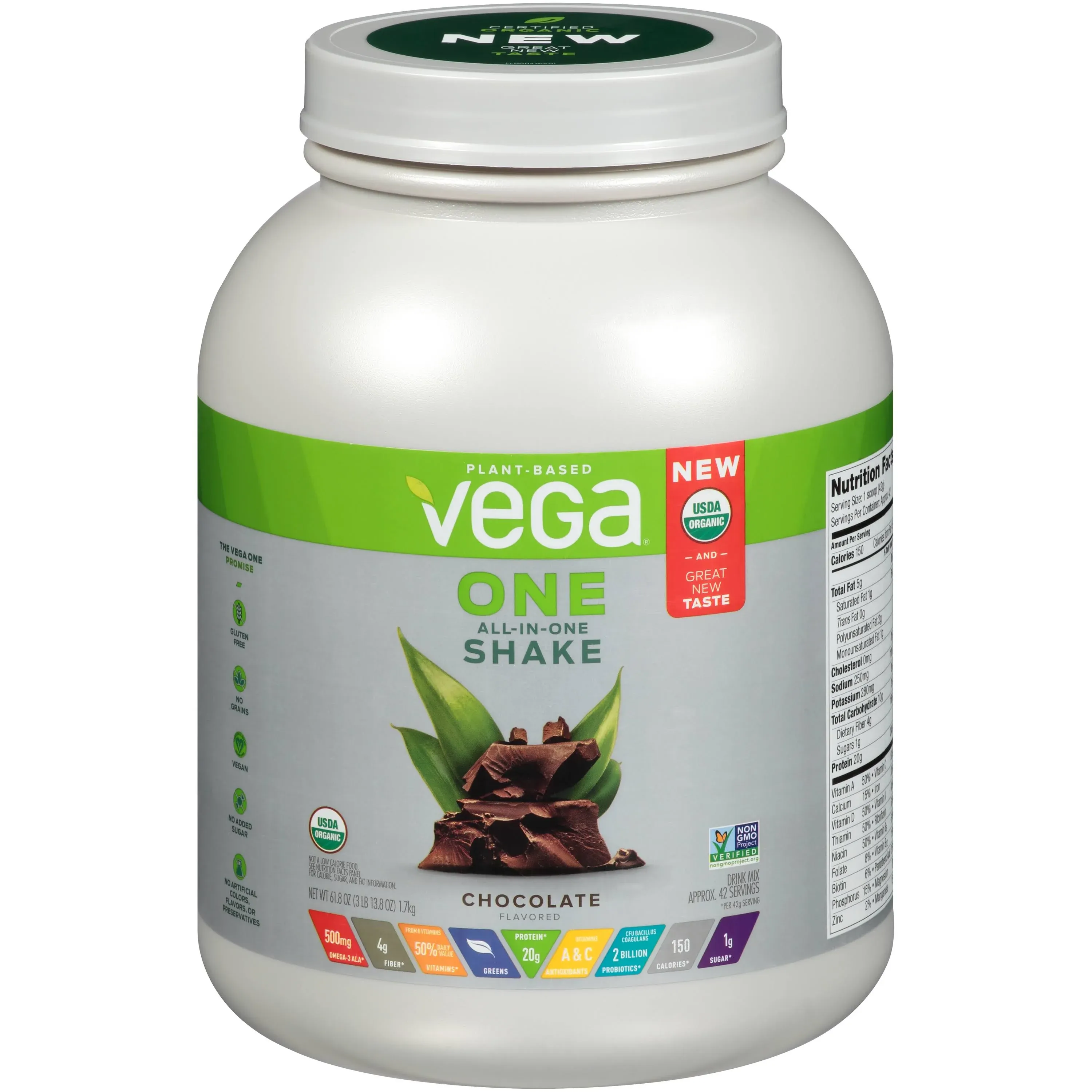 Vega Organic All-in-One Vegan Protein Powder, Coconut Almond - Superfood Ingredients, Vitamins for Immunity Support, Keto Friendly, Pea Protein for Women & Men, 1.5 lbs (Packaging May Vary)