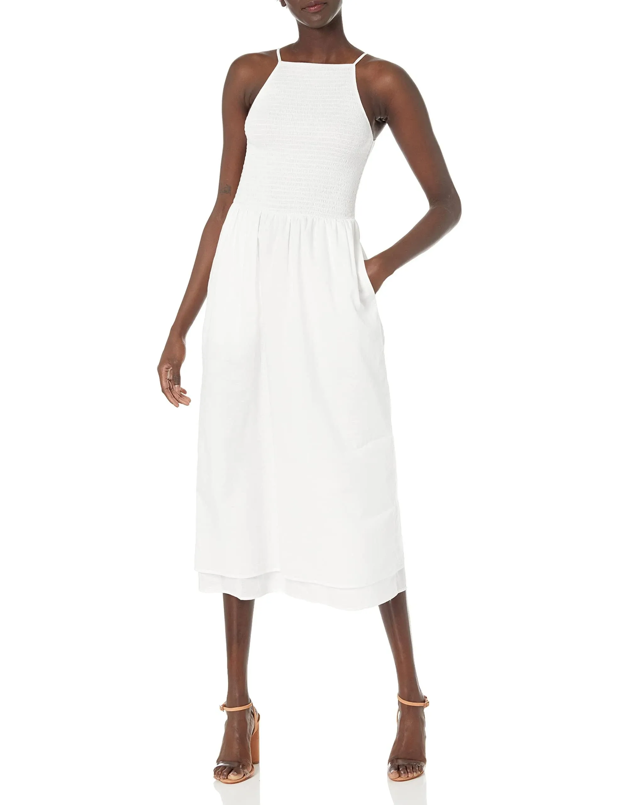 Joie Women's Lory Smocked Midi Dress - White - Size L - Bright White