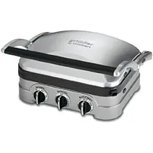 Cuisinart 5 In 1 Griddler with Panini Press, Full Grill and Half Grill/ Griddle Options, Includes Dishwasher Safe Removable Cooking Plates and Red/Green Indicator Lights