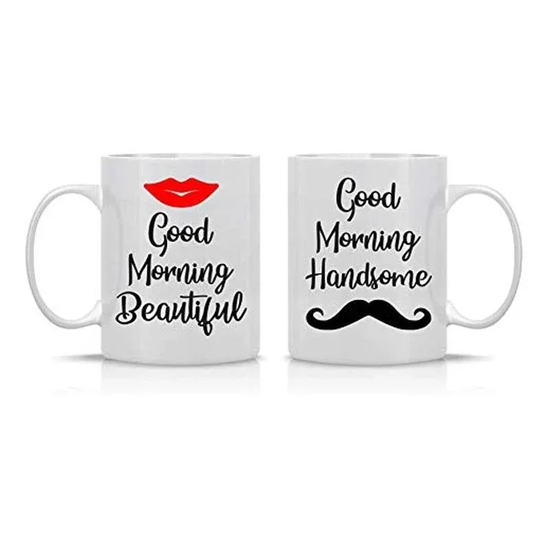 Good Morning Beautiful Good Morning Handsome 11oz Ceramic Coffee Mug Couples Set