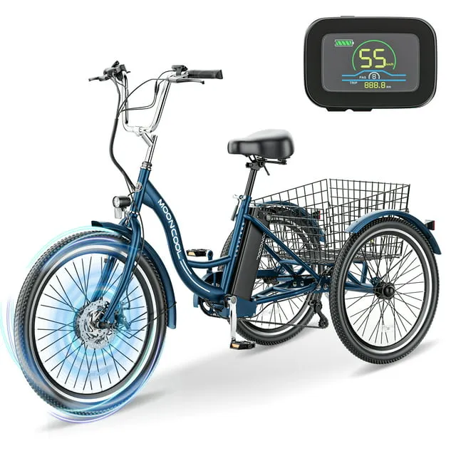 MOONCOOL 24" 26" Electric Tricycle 350W Bicycle Electric Trike 3 Wheels Tricycle