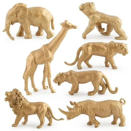 7 PCS Gold Safari Animal Birthday Centerpiece Jungle Animals Cake Decoration Jungle Party Safari Centerpiece Safari Baby Shower Decoration Jungle Baby Shower Decoration