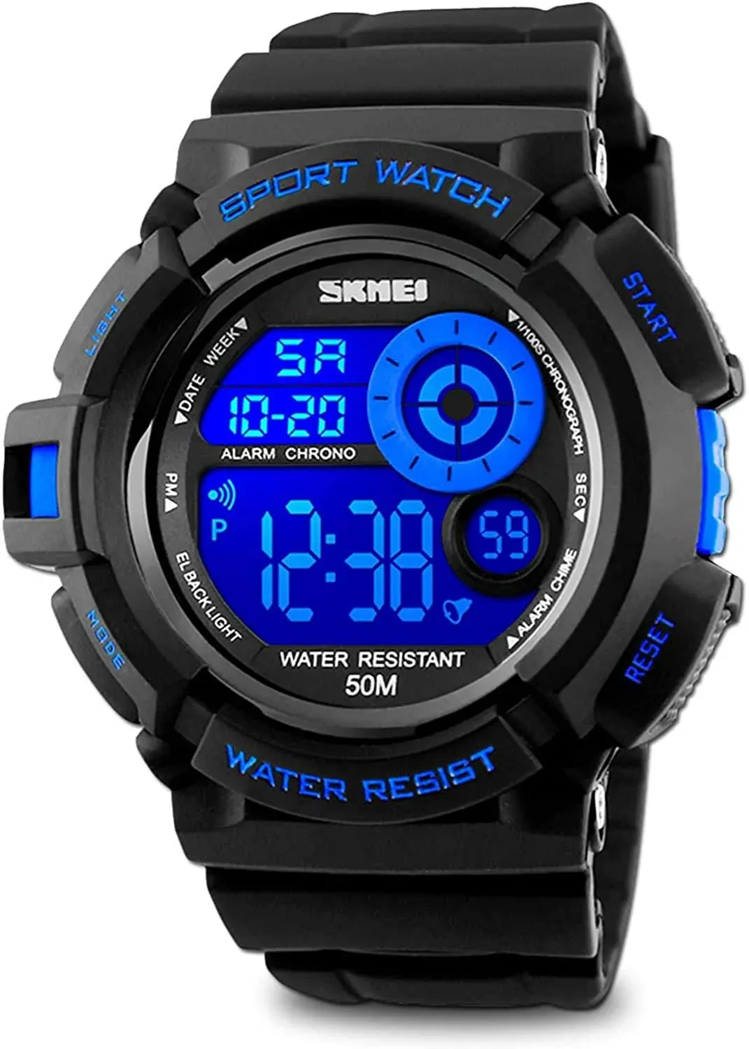 Men's LED Digital Electronic Multi-Function Calendar Waterproof Watch 