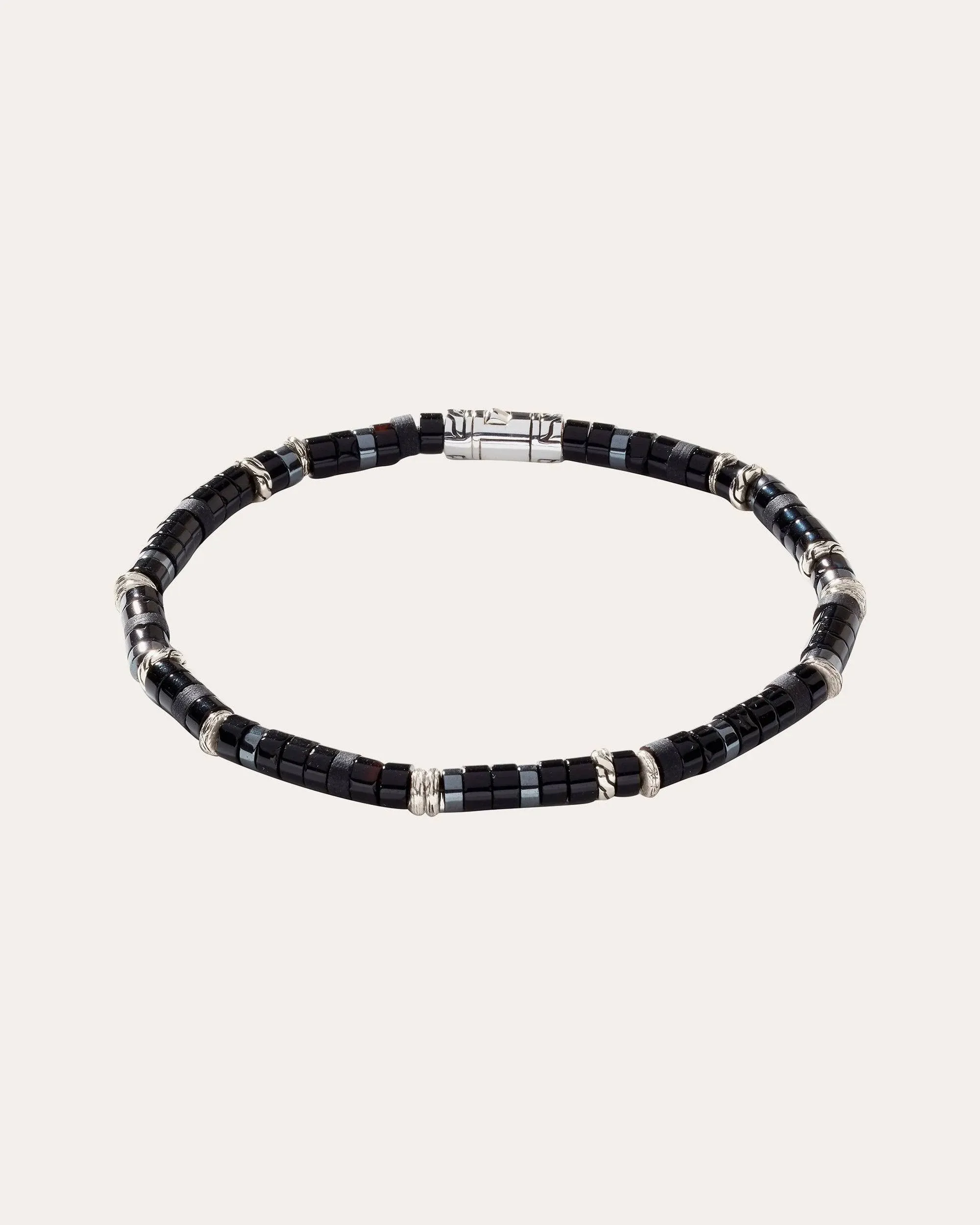 Women's Chain Classic Sterling Silver, Black Onyx & Hematite Bead Bracelet