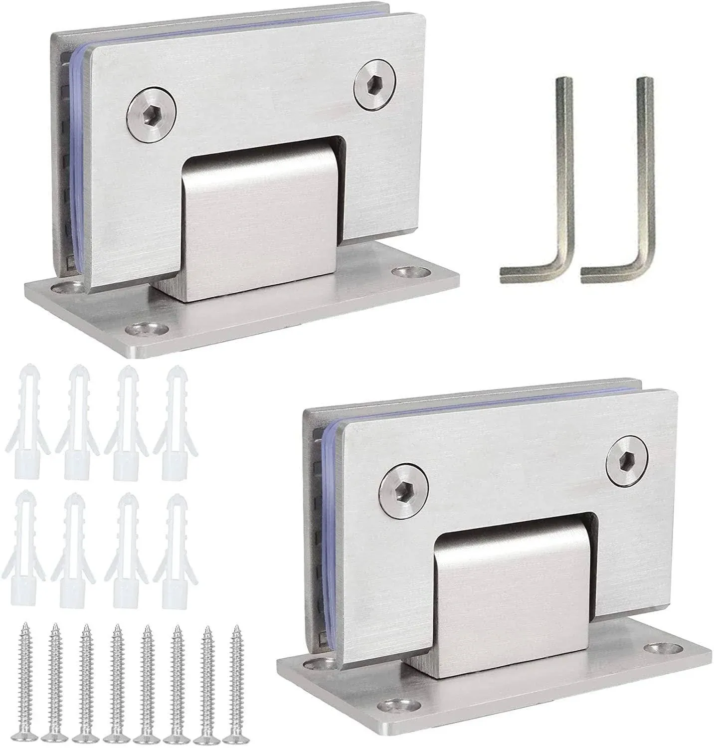 Acrux7 2Pcs Glass Shower Door Hinges 90 Degree Shower Door Hinge Heavy Duty Stainless Steel Frameless Shower Door Hinges for 8-12 mm(0.31-0.47 inch) Bathroom Glass Door Cupboard Showcase