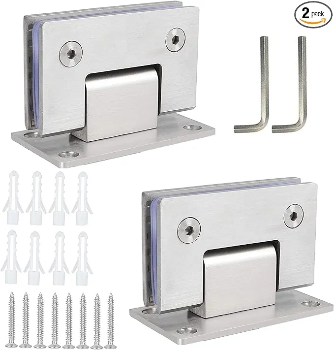 Acrux7 2Pcs Glass Shower Door Hinges 90 Degree Shower Door Hinge Heavy Duty Stainless Steel Frameless Shower Door Hinges for 8-12 mm(0.31-0.47 inch) Bathroom Glass Door Cupboard Showcase