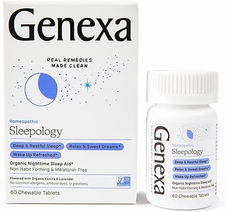 Genexa LLC, Sleepology, Organic Nighttime Sleep Aid, Vanilla Lavender, 60 Chewable Tablets