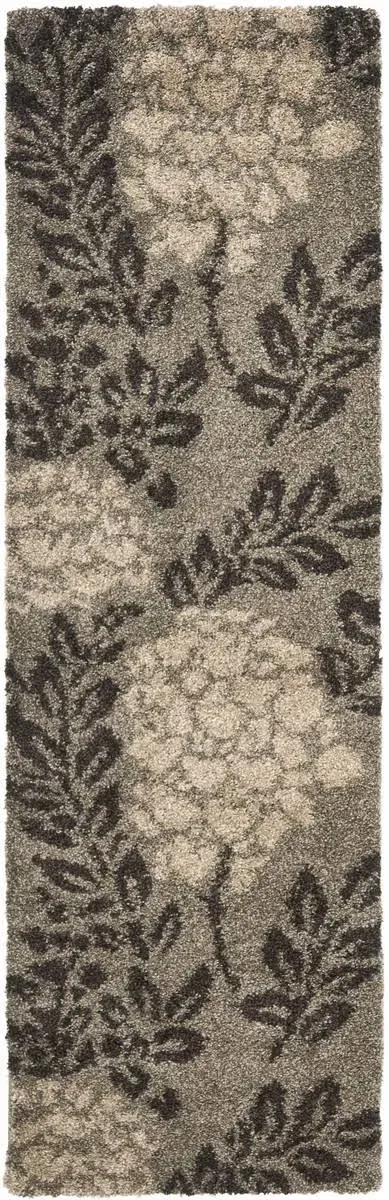 SAFAVIEH Florida Shag Collection Runner Rug - 2'3" x 7', Smoke & Dark Brown, Floral Design, Non-Shedding & Easy Care, 1.2-inch Thick Ideal for High Traffic Areas in Living Room, Bedroom (SG456-7928)