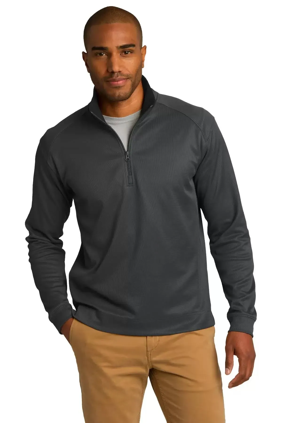 Port Authority Vertical Texture 1/4-Zip Pullover. K805, Iron Grey/ Black