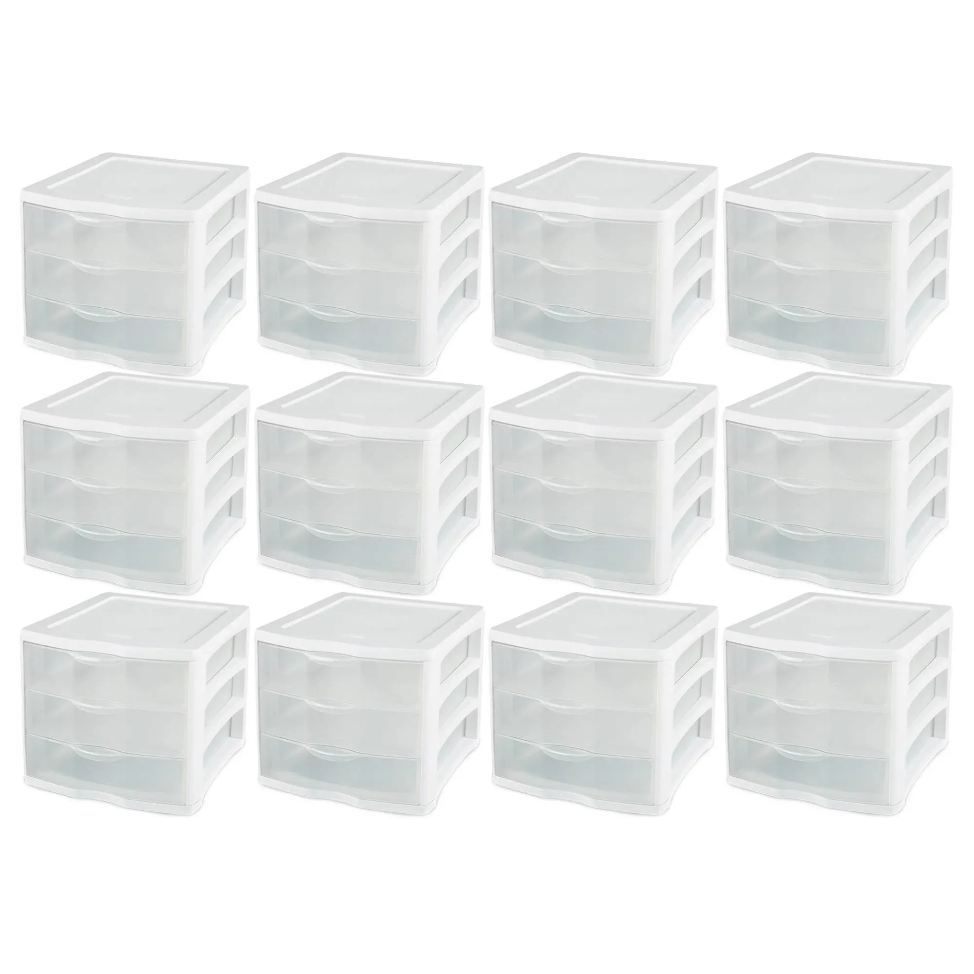 Sterilite Wide 3 Drawer Unit Plastic, White