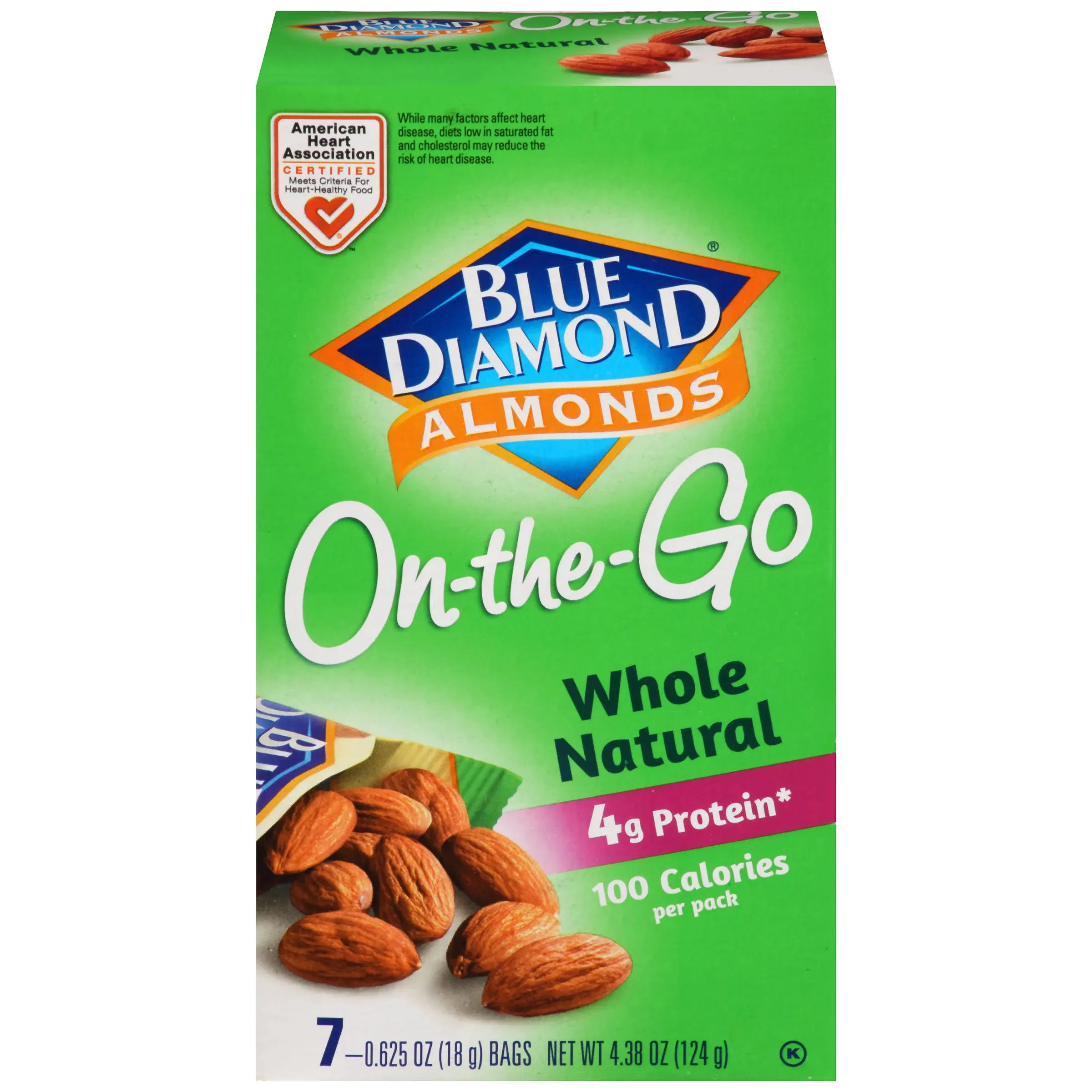 Blue Diamond Almonds, Whole Natural, Grab & Go Bags! - 7 pack, 0.625 oz bags