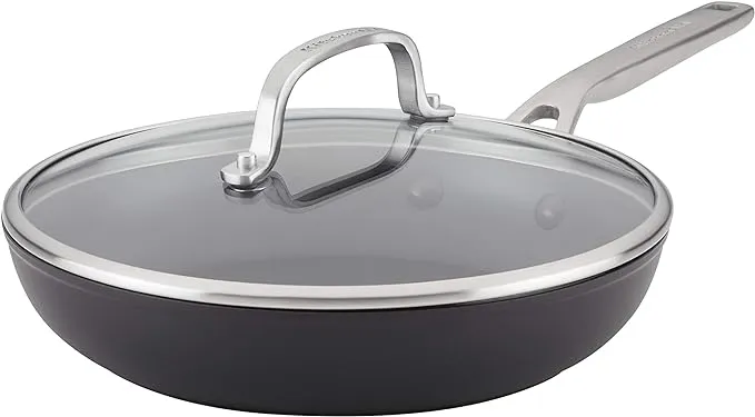 KitchenAid Hard Anodized Induction Nonstick Saucepan with Lid, 2 Quart, Matte Black