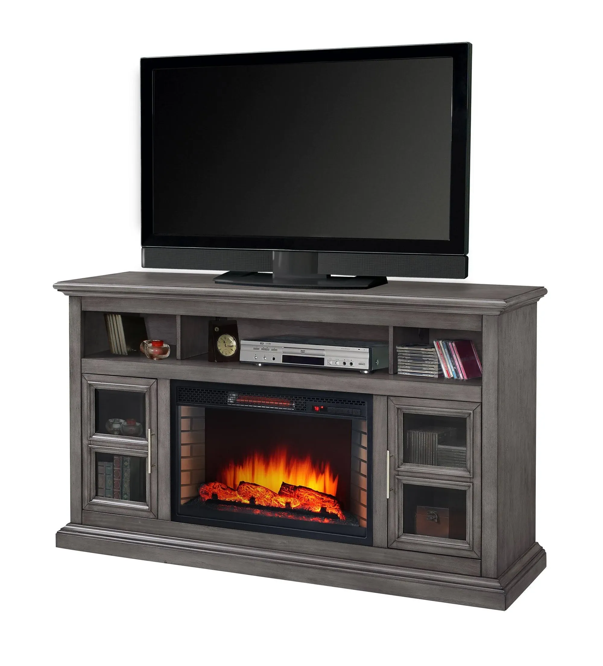 Muskoka Glendale Dark Weathered 58" Media Electric Fireplace-Grey