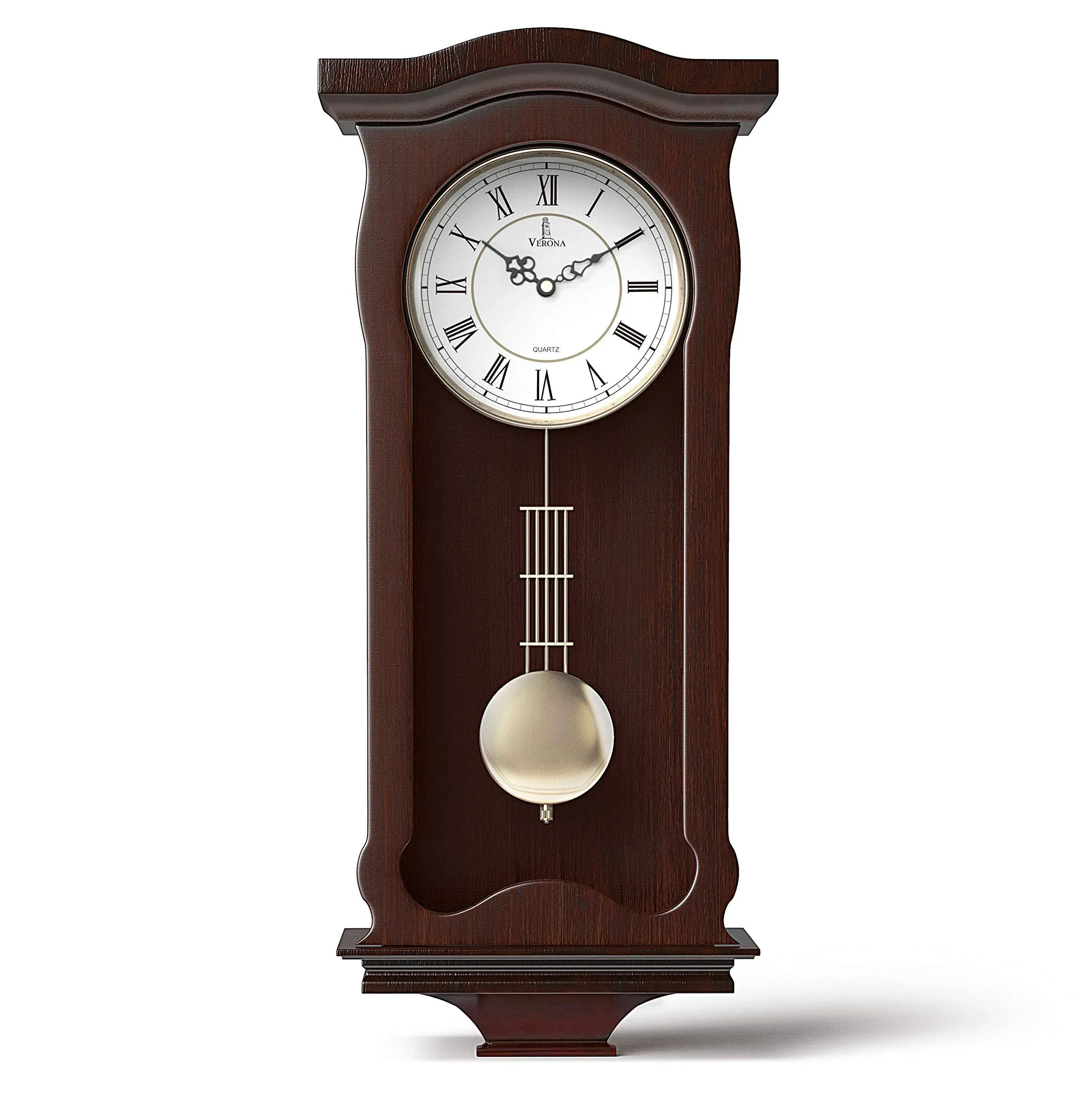 Verona Large Red Wooden Finish Wall Clock w/ Elegant Wavy Design