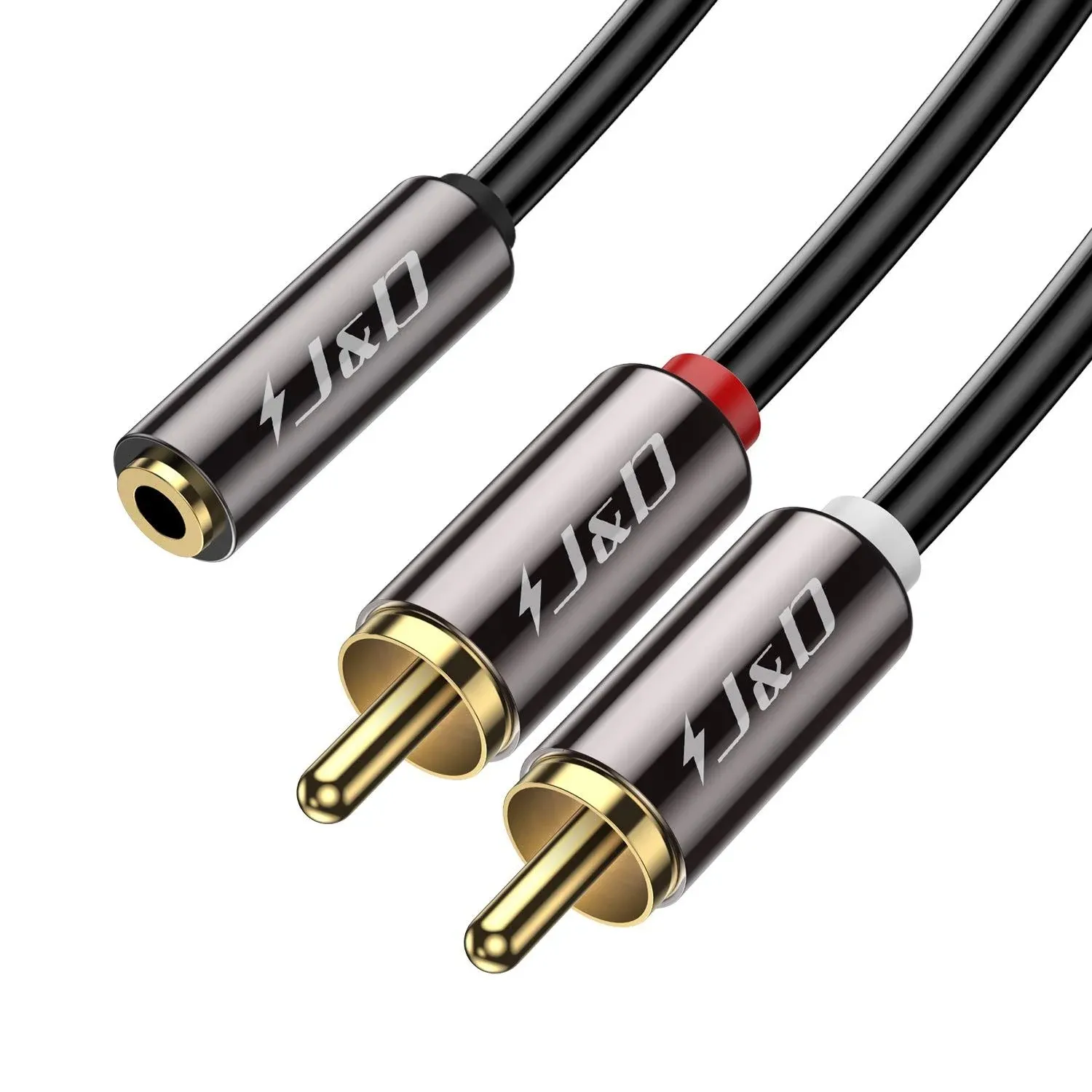 J&D Gold-Plated [Copper Shell] [Heavy Duty] 3.5mm Female to 2 RCA Male Stereo ...