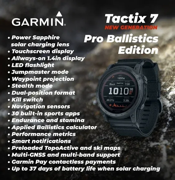 Garmin Tactix7-Pro Edition Premium Tactical GPS Watch