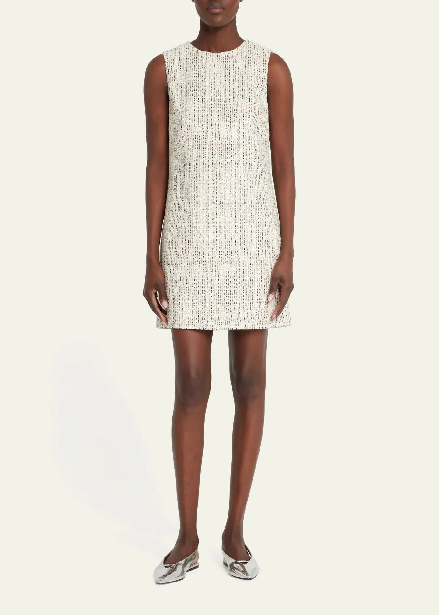 Theory Shift Dress in Cotton-Blend Tweed - Ivory Multi - 8