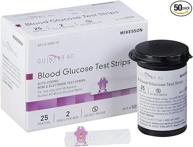 Quintet AC Blood Glucose Test Strips Box/1