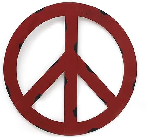 YK Decor Metal Treasured Red Peace Sign