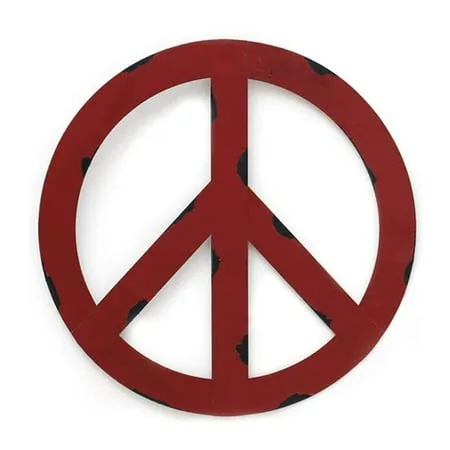 YK Decor Metal Treasured Red Peace Sign