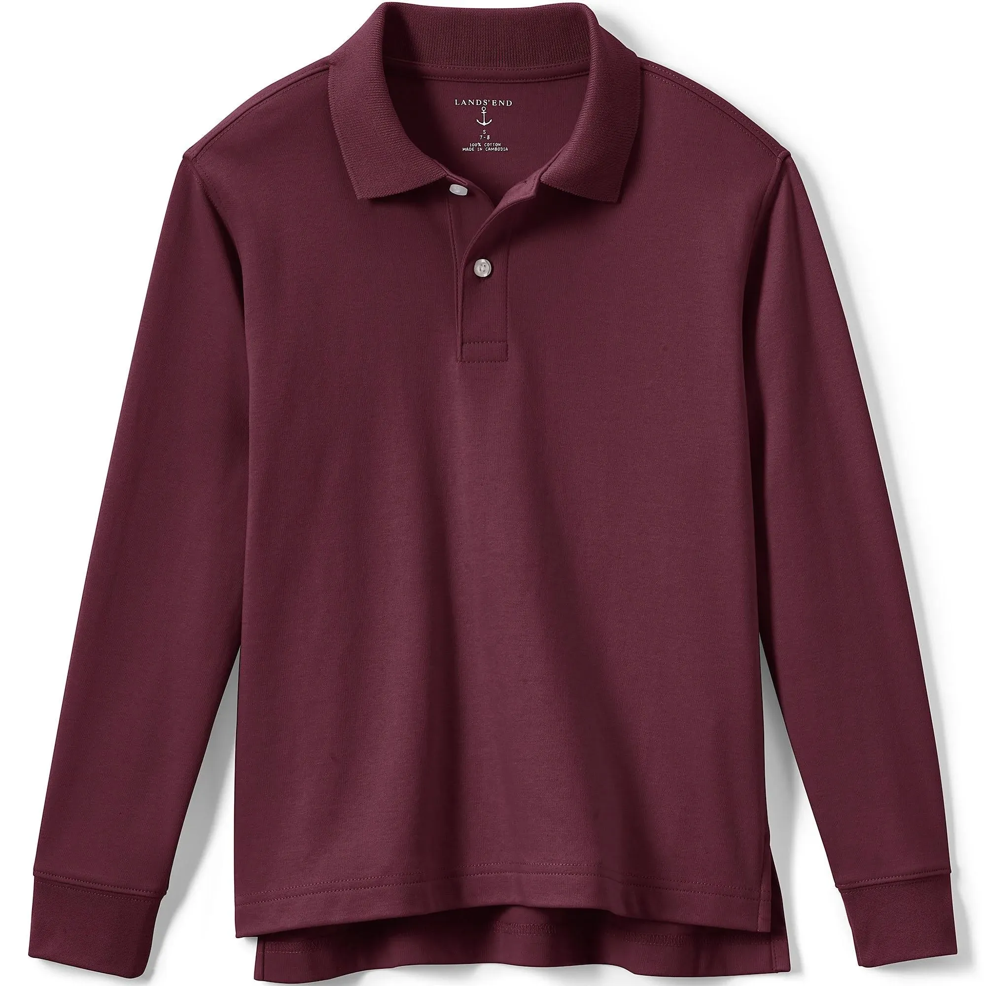 Lands' End Kids Long Sleeve Interlock Polo Shirt