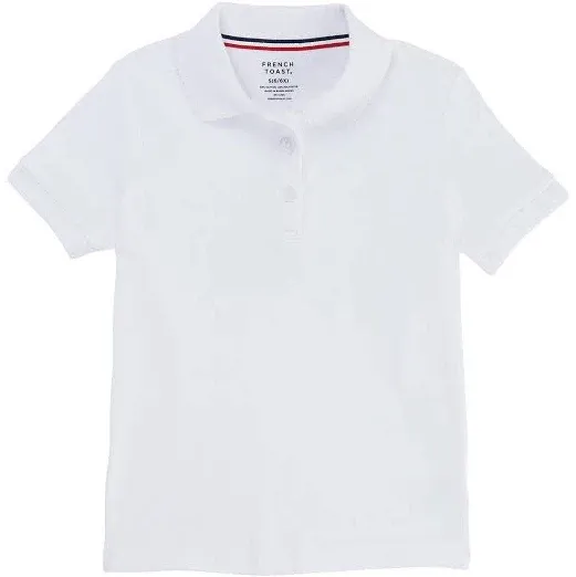 French Toast White Girls Short Sleeve Picot Collar Interlock Polo Shirt