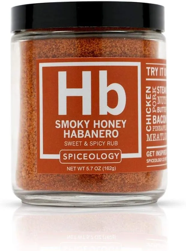 Spiceology - Smoky Honey Habanero - Sweet & Spicy BBQ Rub - Barbeque Rubs, Spice Blends and Seasonings for Smoking or Grilling - Use On: Chicken, Wings, Pork, Steak, Nuts, Butter, Bacon, or Burgers - 24 ozSpiceology - Smoky Honey Habanero - Sweet & Spicy