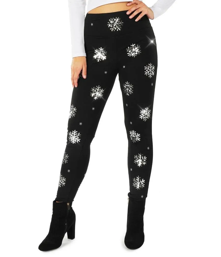 Tipsy Elves Shiny Sequin Leggings for Women for Holiday Outfits and Beyond