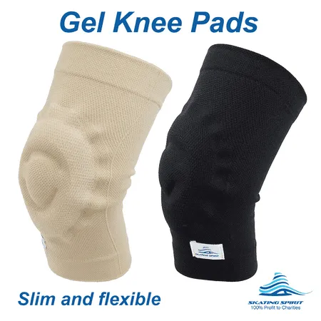 SKATINGSPIRIT Gel Knee Pads (1 Pair), Cushion and Support Knee Cap for Dancing Figure Skating Gymnastic, Youth and Adult (Black Small)