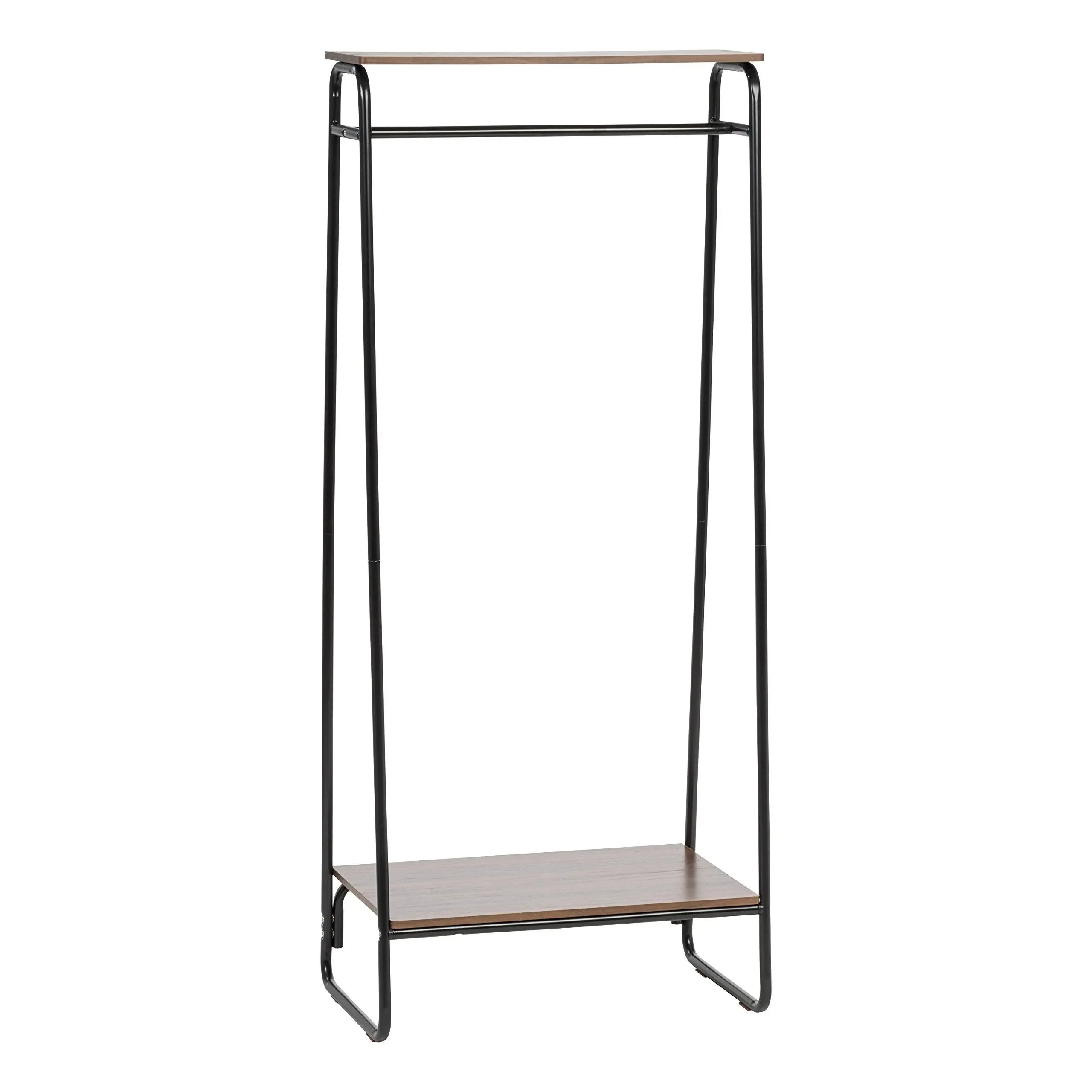 IRIS USA Clothes Rack with 1 Metal Shelf with Extra Adjustable Hanger Rod and Rotatable Ring, Easy to Assemble, Freestanding Metal Sturdy Garment Rack, Modern Versatile Design, Boutique Style, Black