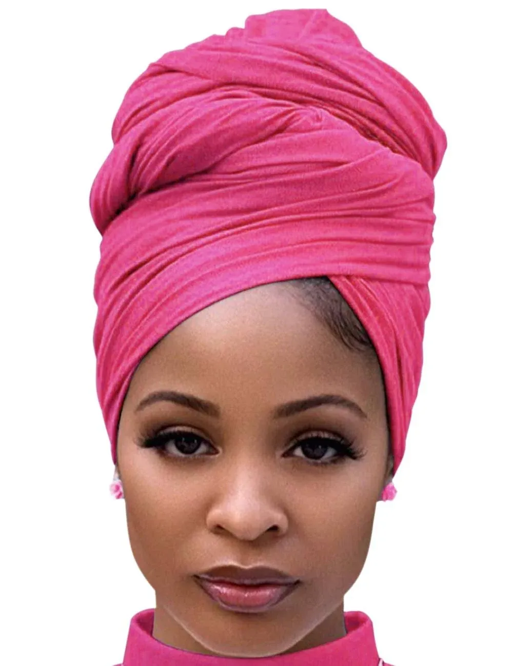 Harewom Head Scarf for Women Head Wrap Solid Long Lightweight Stretch Head Scarfs Headband for Winter Braid Wig Locs Deep Pink