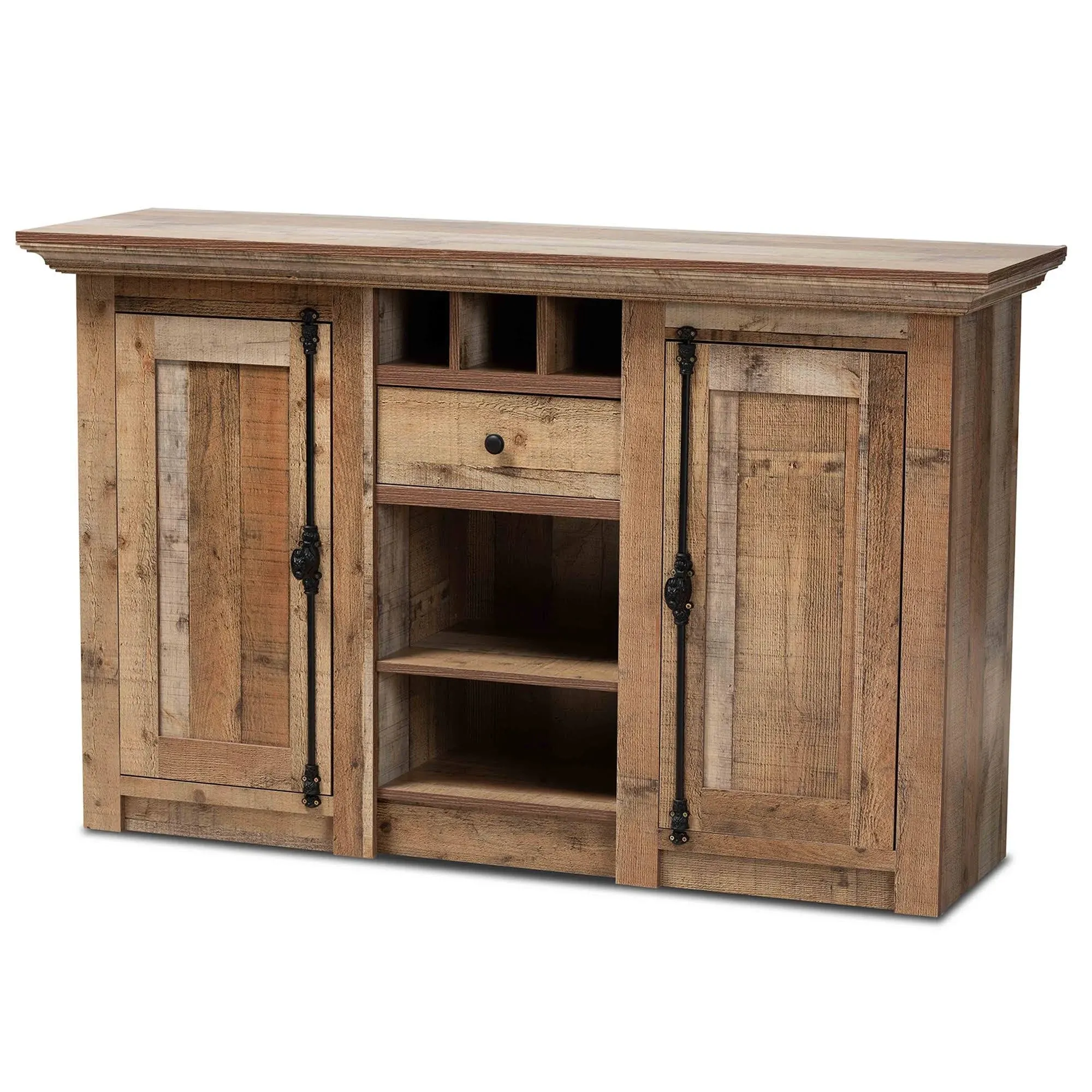 Baxton Studio Albert Modern Farmhouse Rustic Finished Wood 2-Door Dining Room Sideboard Buffet