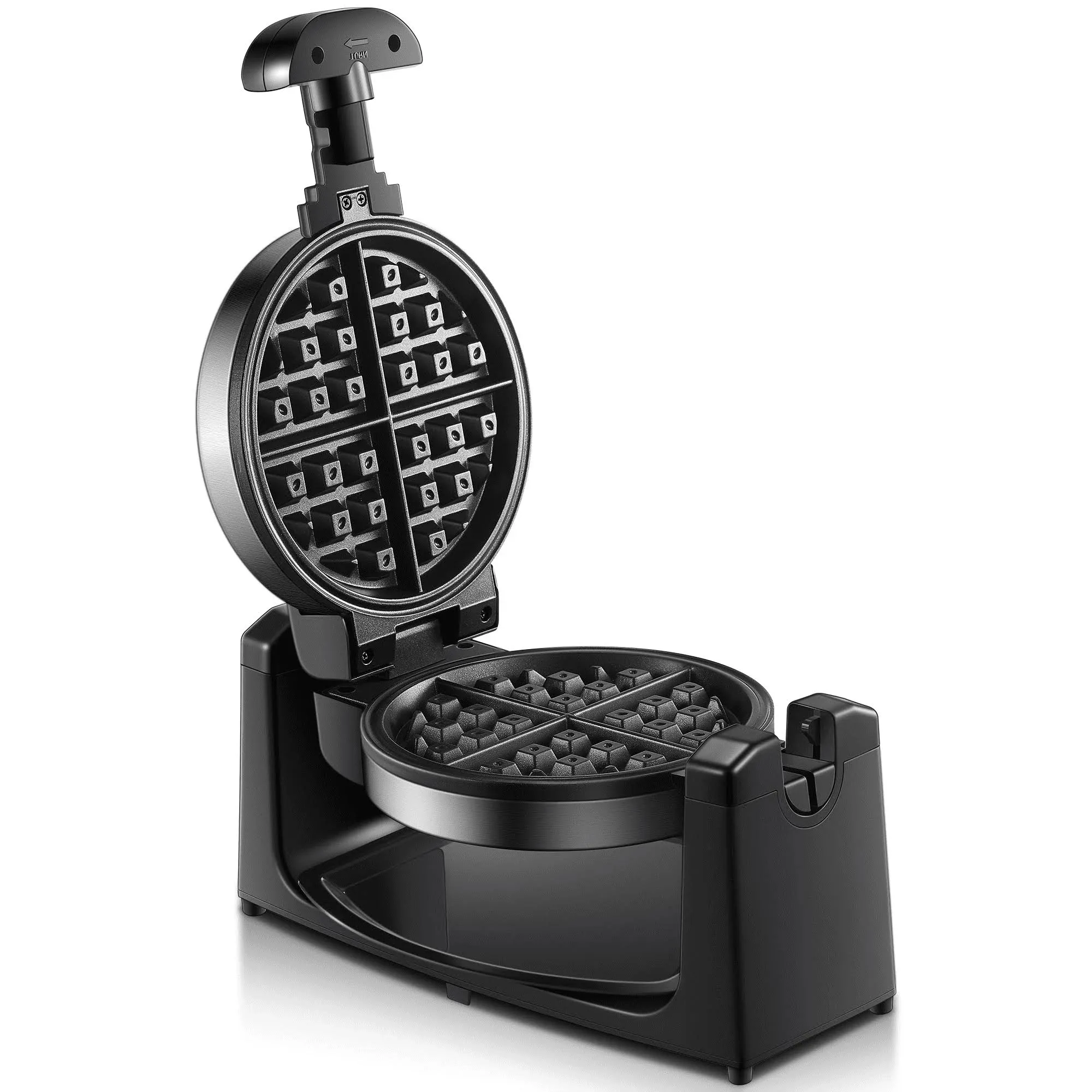 AICOOK 180° Rotating Belgian Waffle Maker 1100W Browning Control Stainless Steel