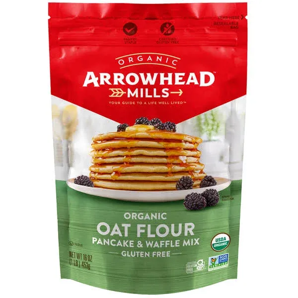 Arrowhead Mills Pancake & Waffle Mix, Organic, Gluten Free, Oat Flour - 16 oz