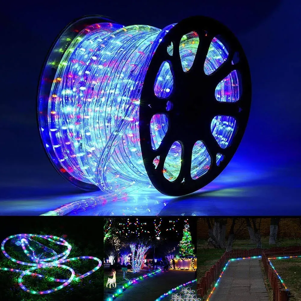 Toodour Christmas Rope Lights Outdoor, 98ft 720 LED Tube String Lights, 8 Modes Connectable Indoor Clear Tube Decorative Lighting for Garden, Patio, Bedroom, Party, Wedding, Xmas Decors (Multicolor)