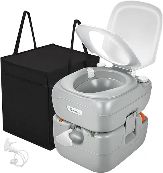 YITAHOME Portable Toilet Camping Porta Potty 5.8 Gallon with Carry Bag and Ha...