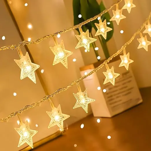 ANJAYLIA Star Lights 20 FT 40 LED Battery Operated String Lights Waterproof Battery Power Star Fairy Lights for Bedroom Indoor & Outdoor, Party, Ramadan, Christmas and Wedding Decorations Warm White