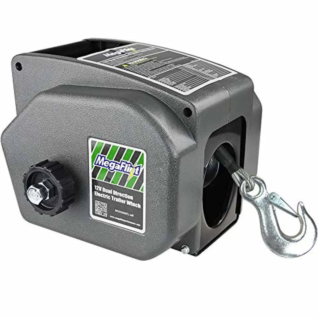 Megaflint Trailer Winch,Reversible Electric Winch, for Boats Up to 6000 lbs.12V