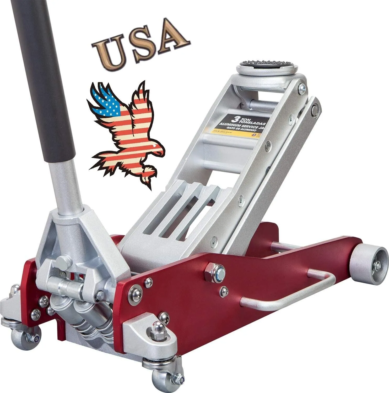 Big Red 3 Ton Aluminum Steel Floor Jack Low Profile  Professional,Red,W830XLR