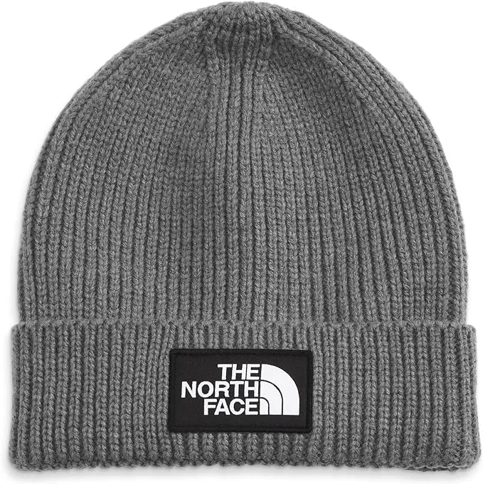 The North Face Kids' Box Logo Cuffed Beanie, TNF Medium Grey Heather