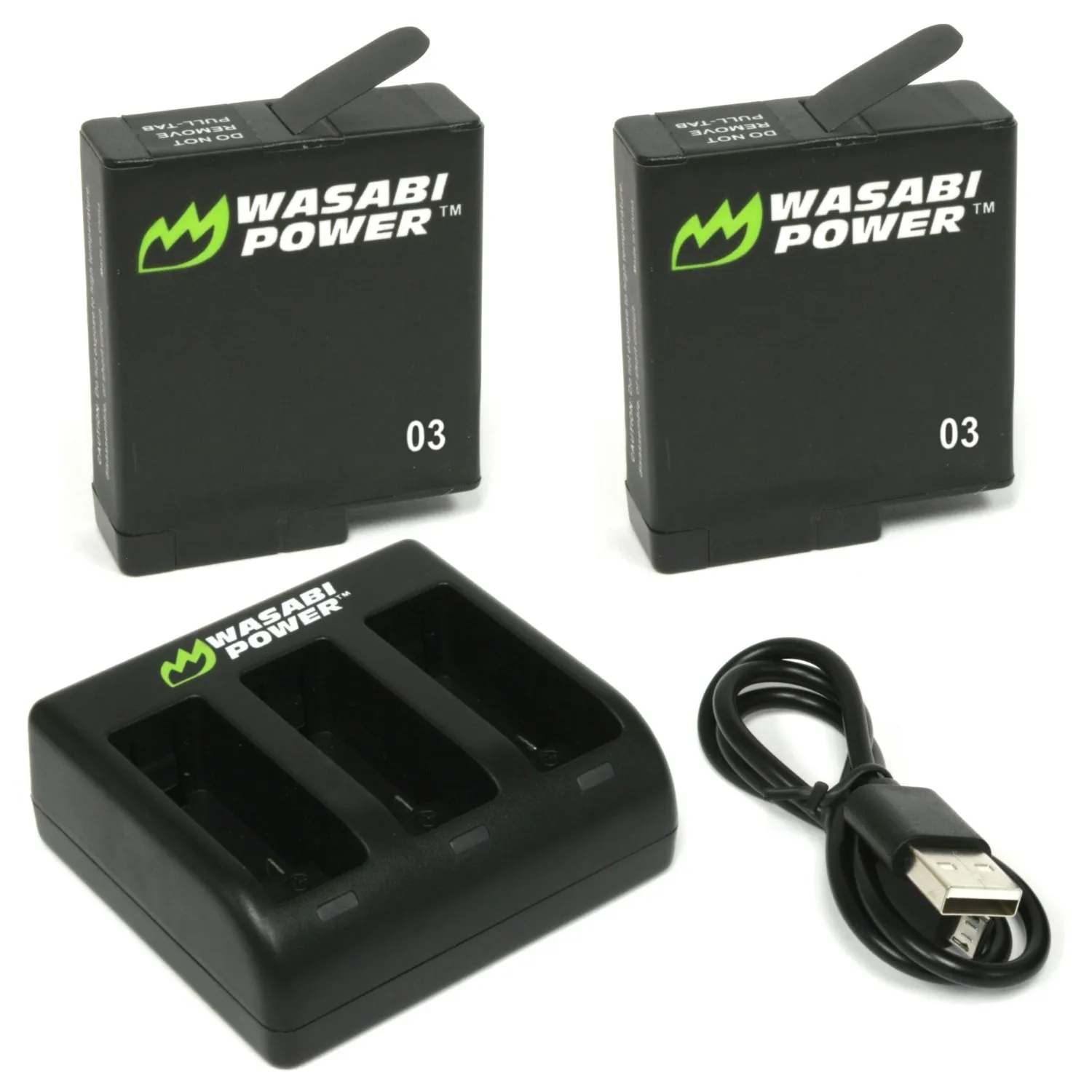 Wasabi Power Dual Battery, Triple Charger, and USB Cable Pack for GoPro HERO5 Black